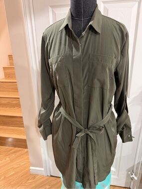 Jacob Olive Green Utility Shirt dress with Tie Waist